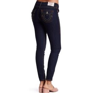 True Religion Women's STELLA BIG T LOW RISE SKINNY JEAN Dark Blue Jeans